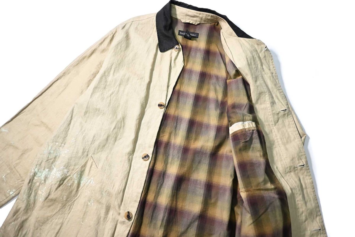 画像6: 00s Used Banana Republic Linen Soutien Collar Coat (6)