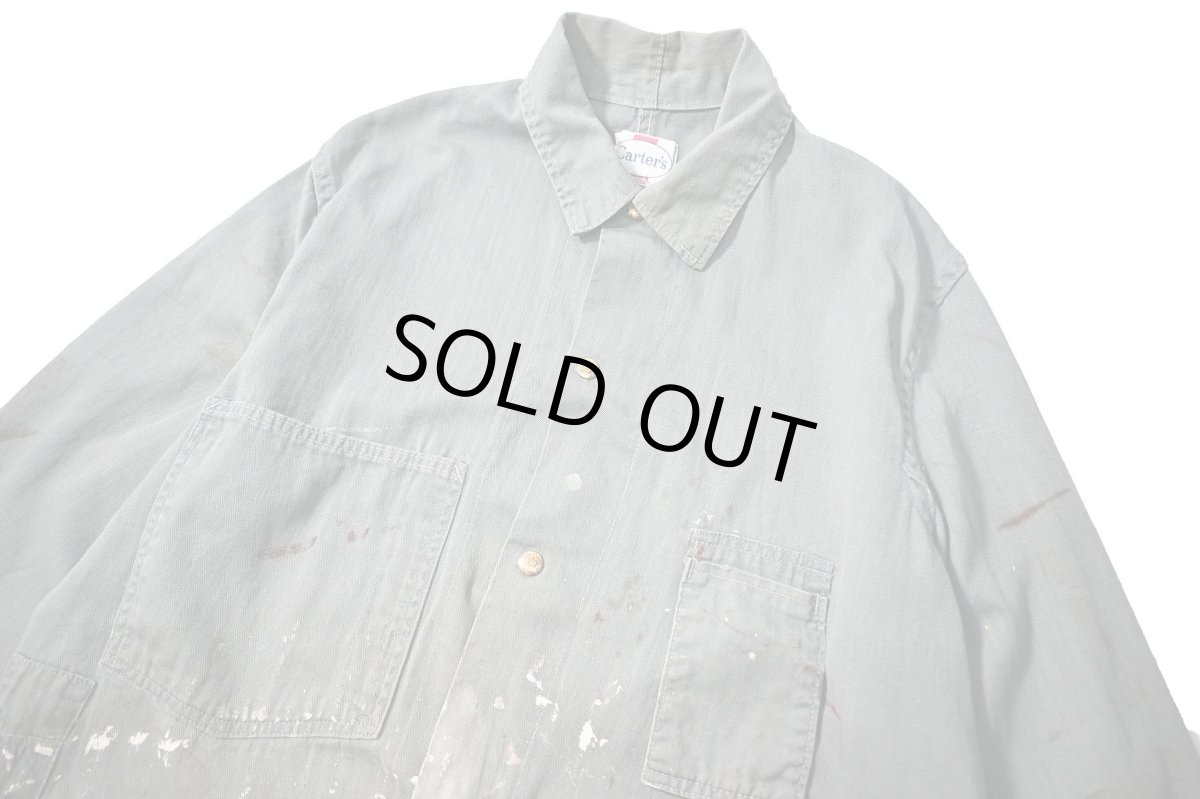 画像2: 60s Used Carter's Herringbone Shop Coat (2)