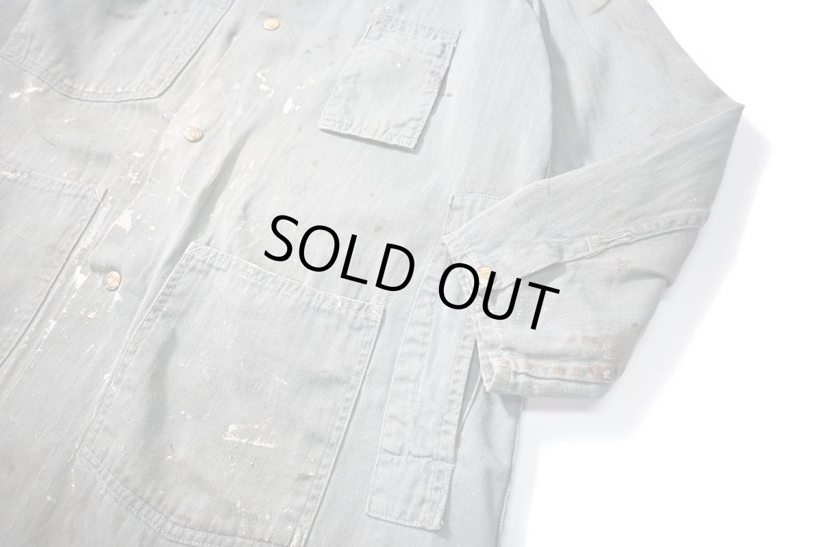 画像4: 60s Used Carter's Herringbone Shop Coat (4)