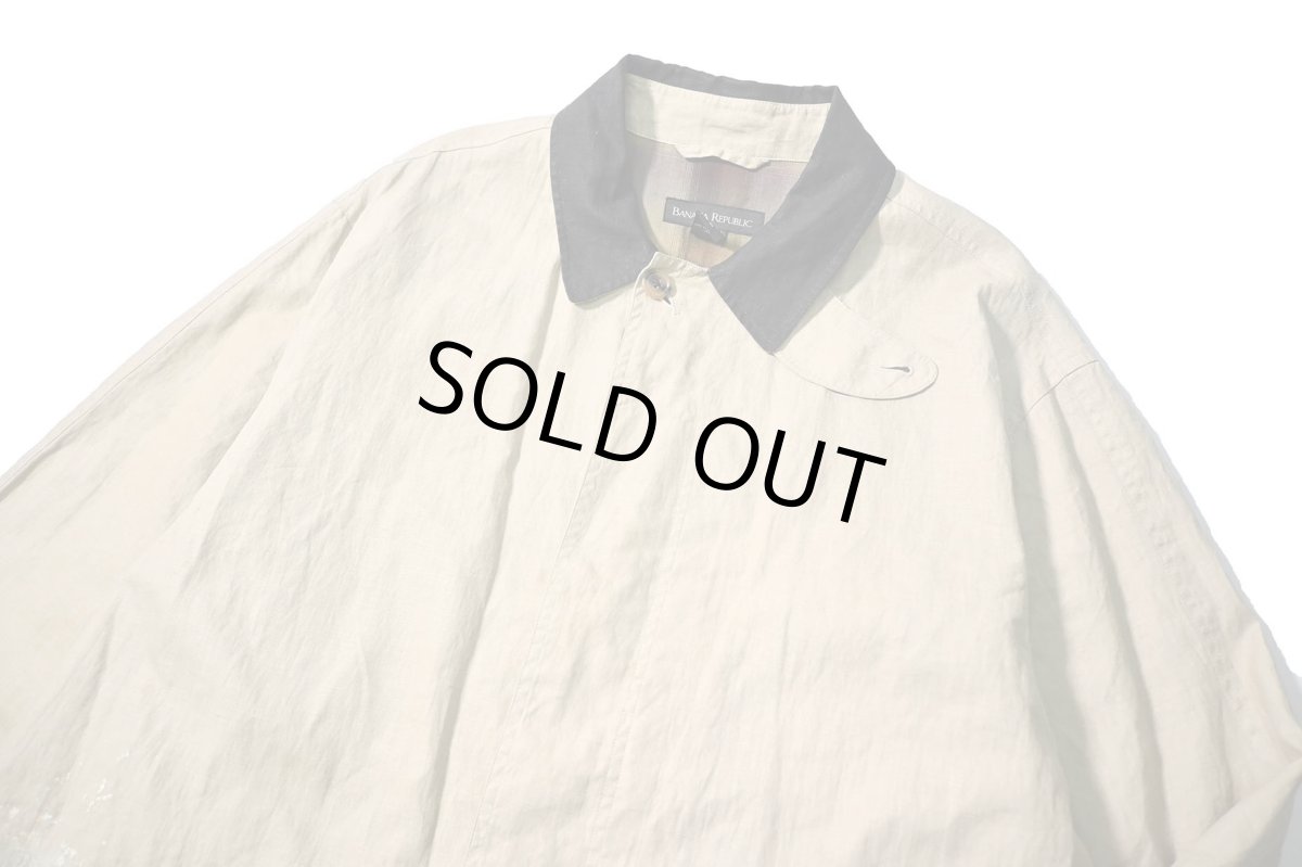 画像2: 00s Used Banana Republic Linen Soutien Collar Coat (2)