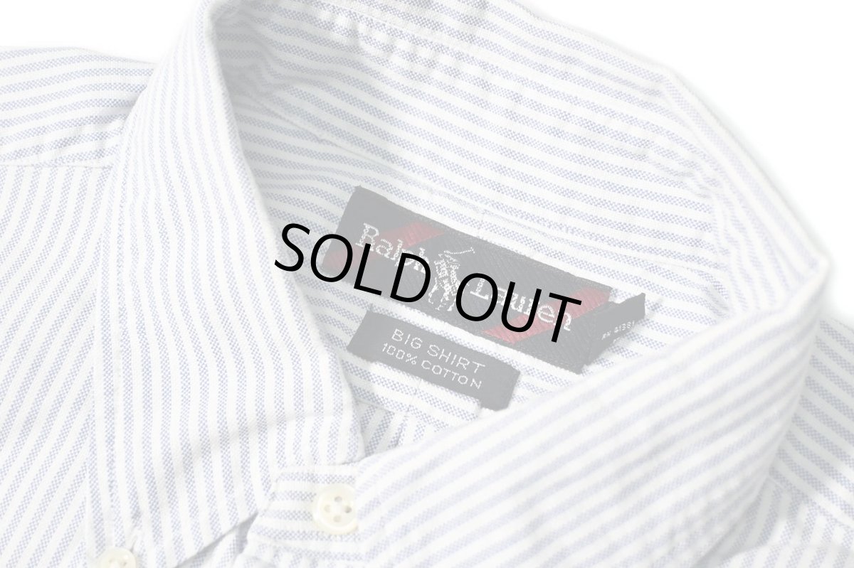 画像4: 90s Used Ralph Lauren Oxford Stripe B/D Shirt "Big Shirt" (4)