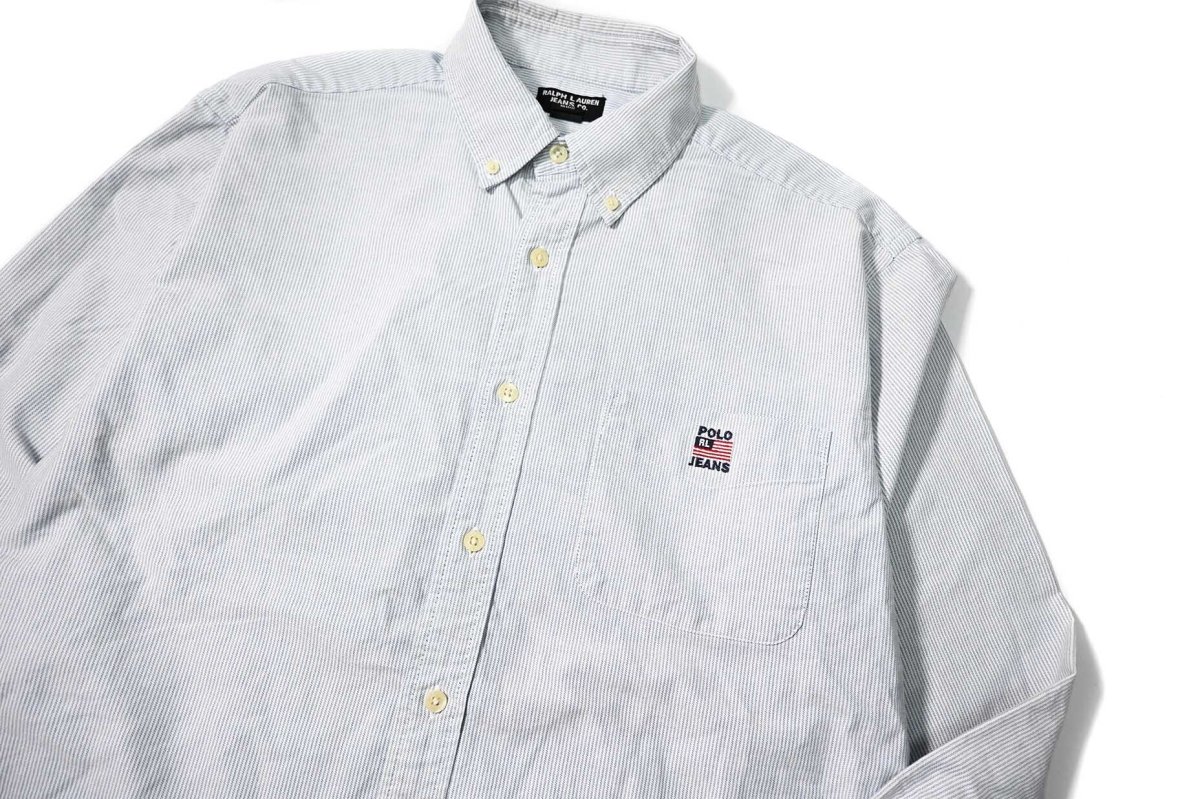 画像2: 90-00s Used Polo Jeans Co. Ralph Lauren Oxford Stripe B/D Shirt (2)
