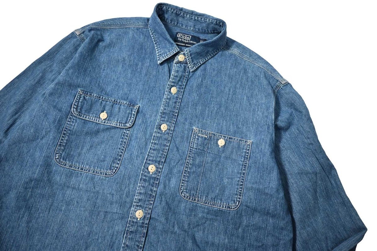 画像2: 90-00s Used Polo Ralph Lauren Dungaree Work Shirt (2)