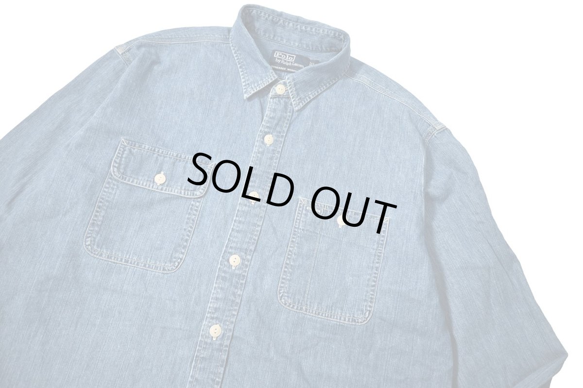 画像2: 90-00s Used Polo Ralph Lauren Dungaree Work Shirt (2)