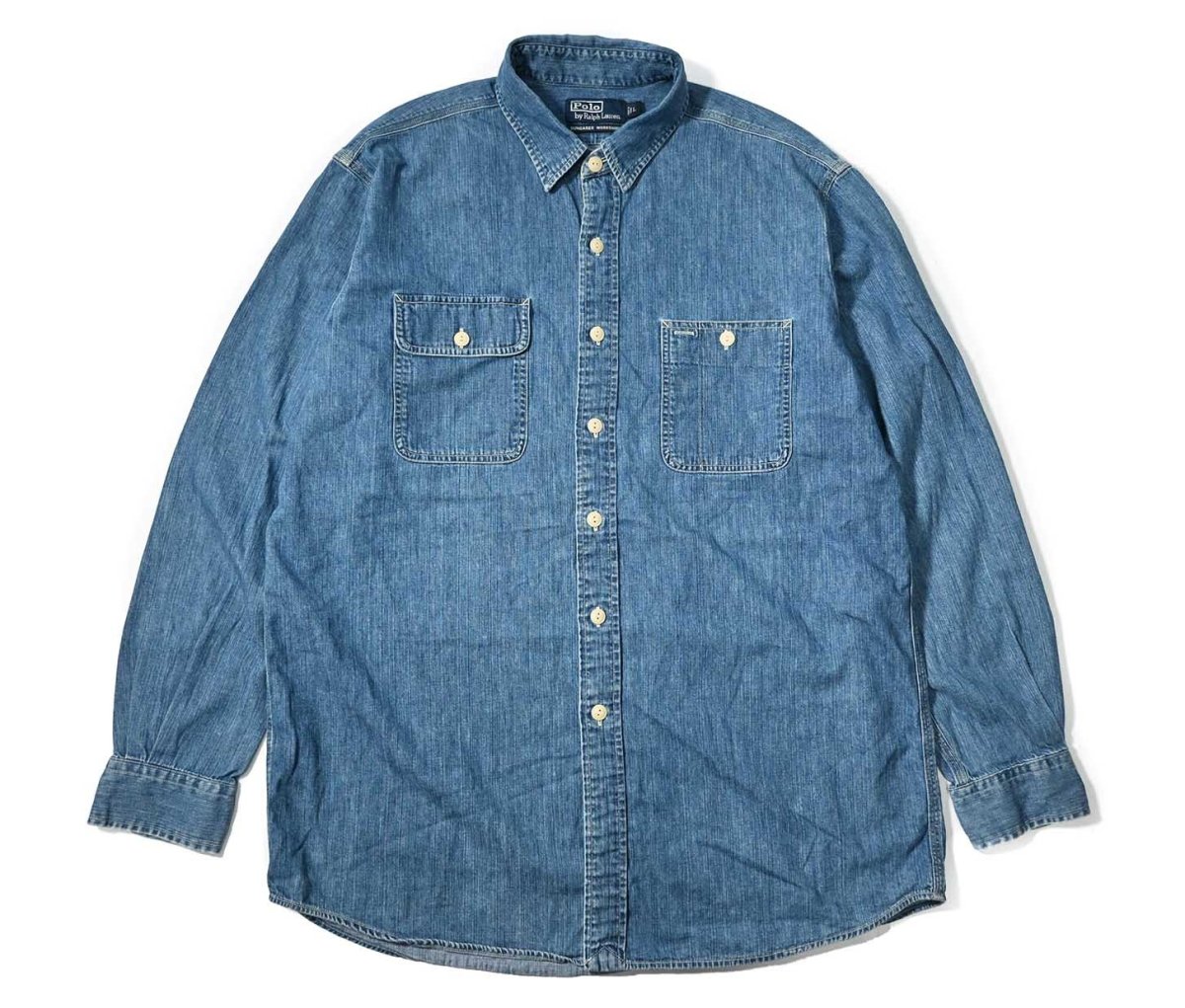 画像1: 90-00s Used Polo Ralph Lauren Dungaree Work Shirt (1)