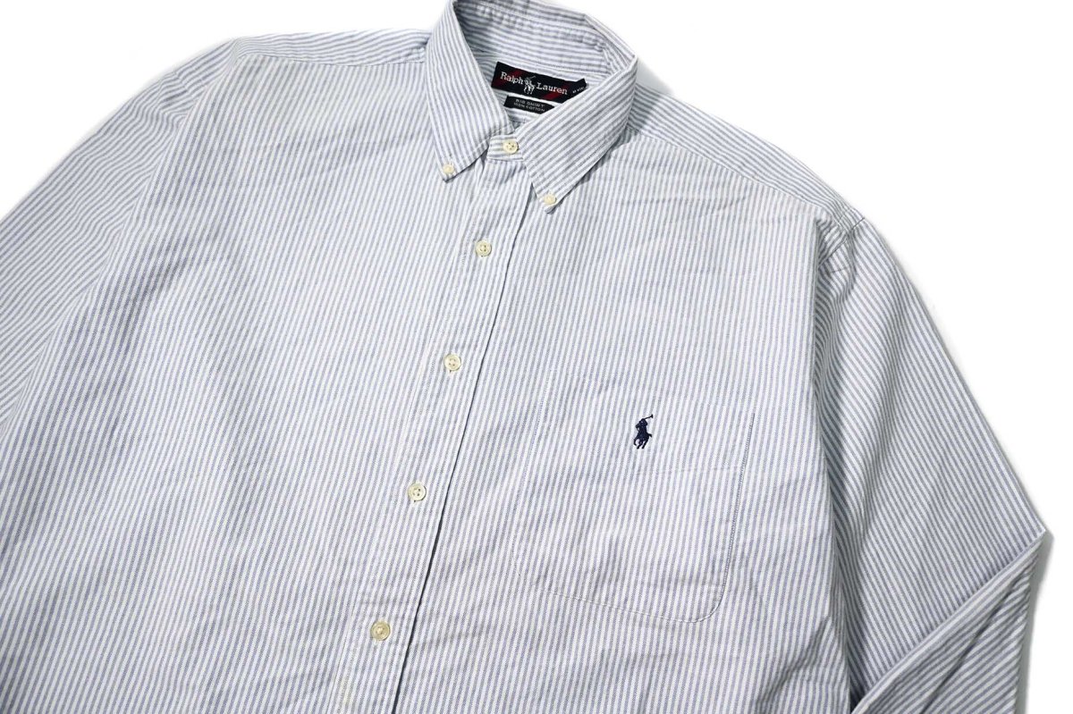 画像2: 90s Used Ralph Lauren Oxford Stripe B/D Shirt "Big Shirt" (2)