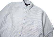 画像2: 90s Used Ralph Lauren Oxford Stripe B/D Shirt "Big Shirt" (2)