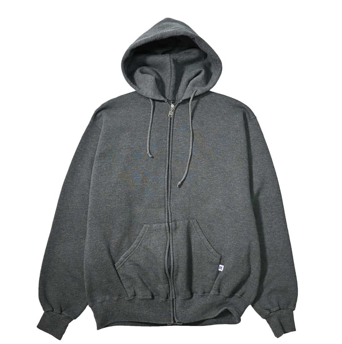 画像1: 90s Used Russell Athletic Blank Zip Sweat Hoodie Charcoal (1)