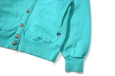 画像3: 90s Used Russell Athletic Blank Sweat Cardigan Turquoise made in USA (3)