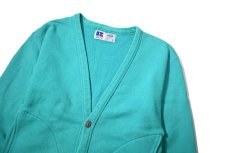 画像2: 90s Used Russell Athletic Blank Sweat Cardigan Turquoise made in USA (2)