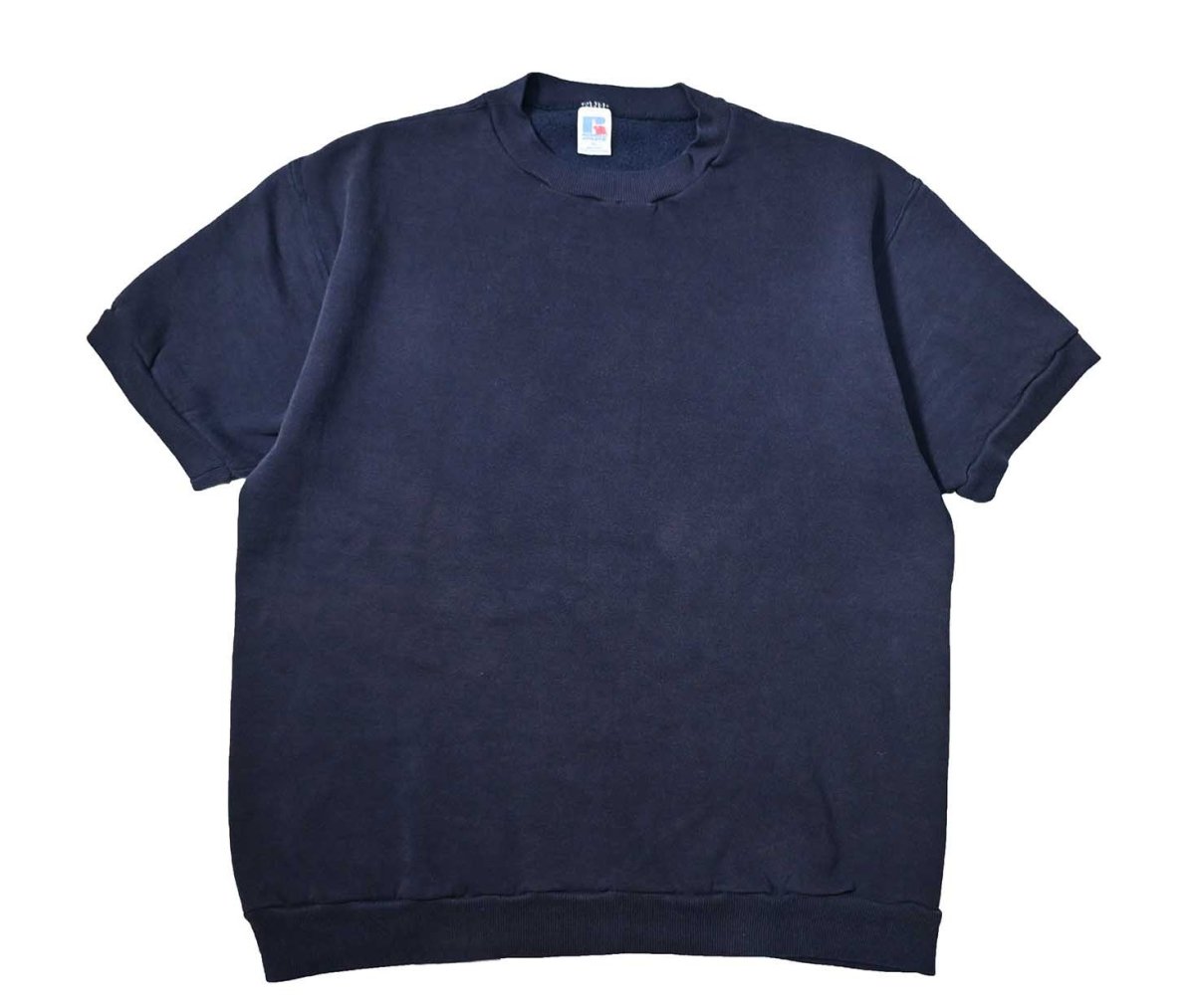 画像1: 80s Used Russell Athletic Short Sleeve Blank Sweat Shirt Navy made in USA  (1)