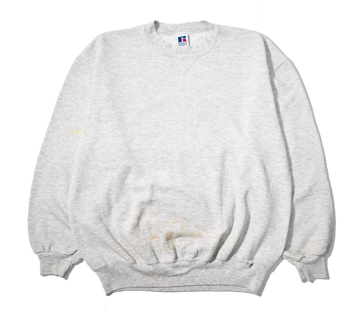 画像1: 90s Used Russell Athletic Blank Sweat Shirt Ash made in USA  (1)