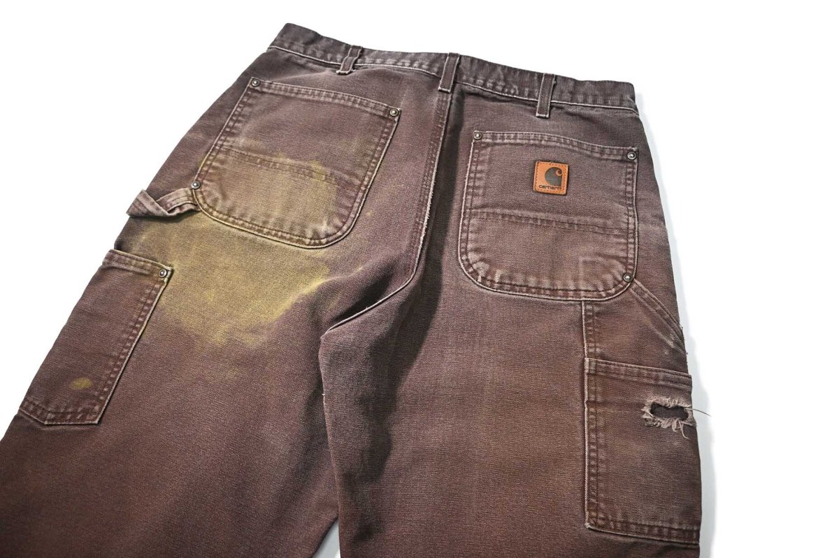 画像5: 14' Used Carhartt Duck Double Knee Carpenter Pants Dark Brown カーハート (5)