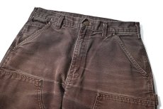 画像2: 14' Used Carhartt Duck Double Knee Carpenter Pants Dark Brown カーハート (2)