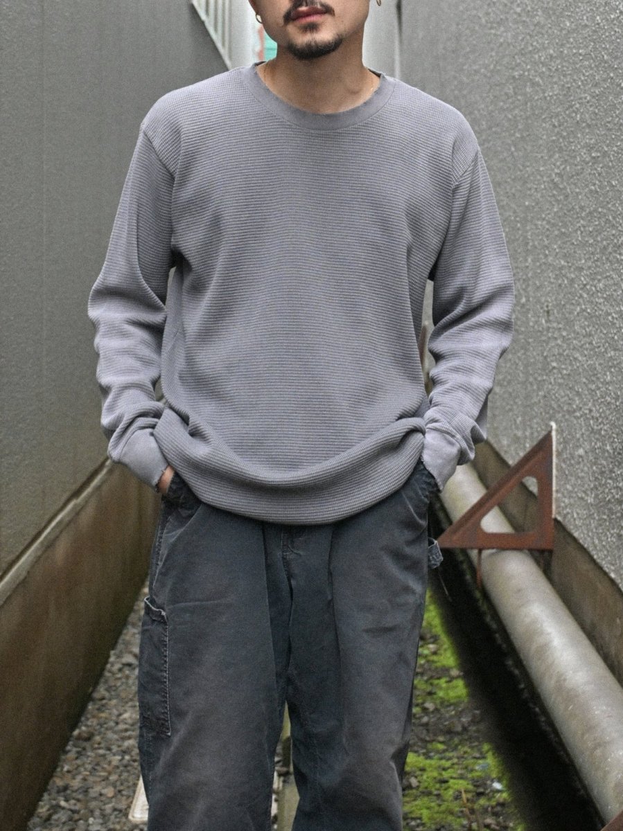 画像7: MOOJI MOOJI US Waffle Thermal Shirt Aged Taupe Grey (7)