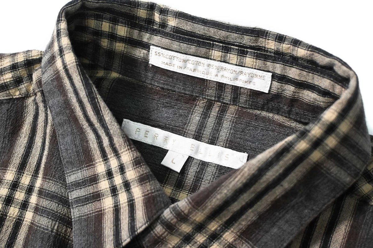 画像4: 90s Used Perry Ellis Cotton/Rayon Long Sleeve Shirt (4)