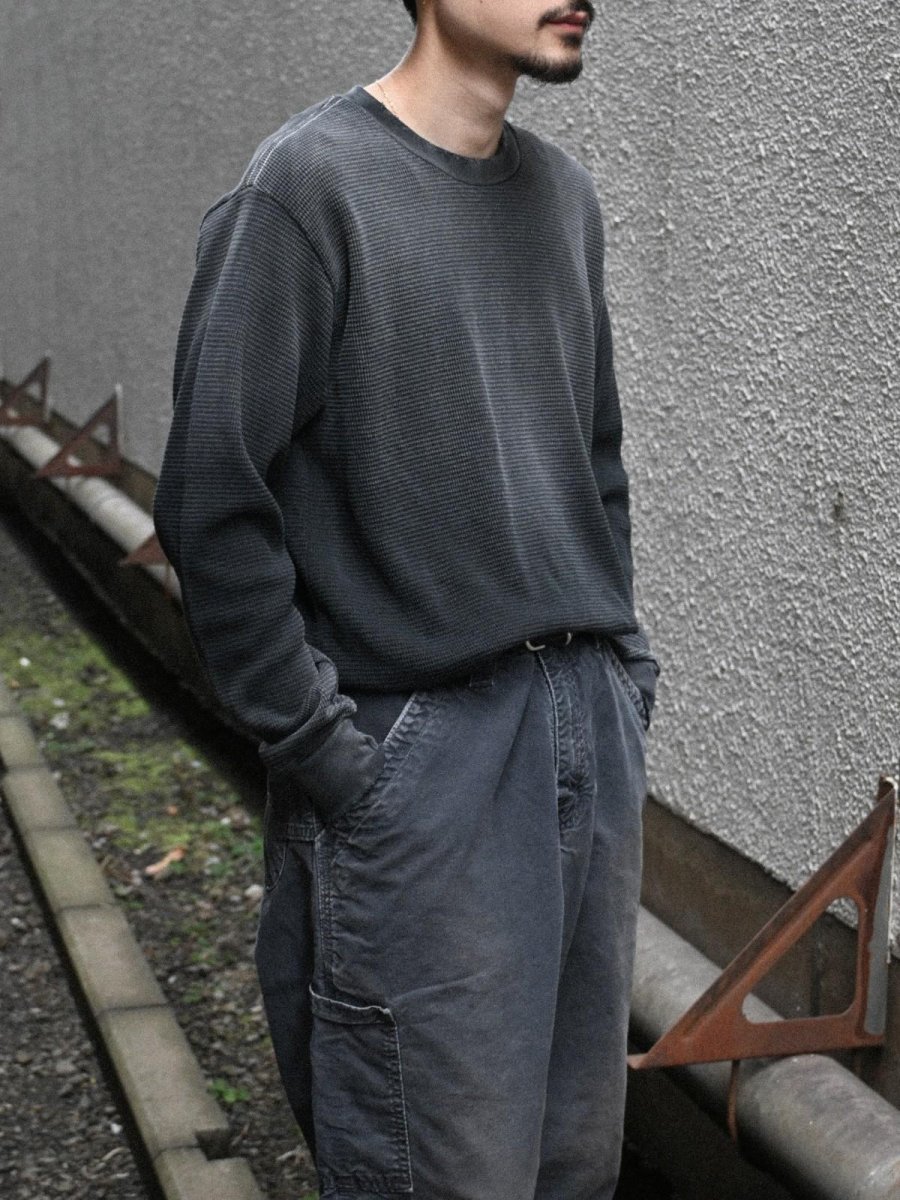 画像7: MOOJI MOOJI US Waffle Thermal Shirt Aged Black (7)