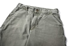画像2: 19' Used Carhartt Duck Carpenter Pants Moss カーハート (2)