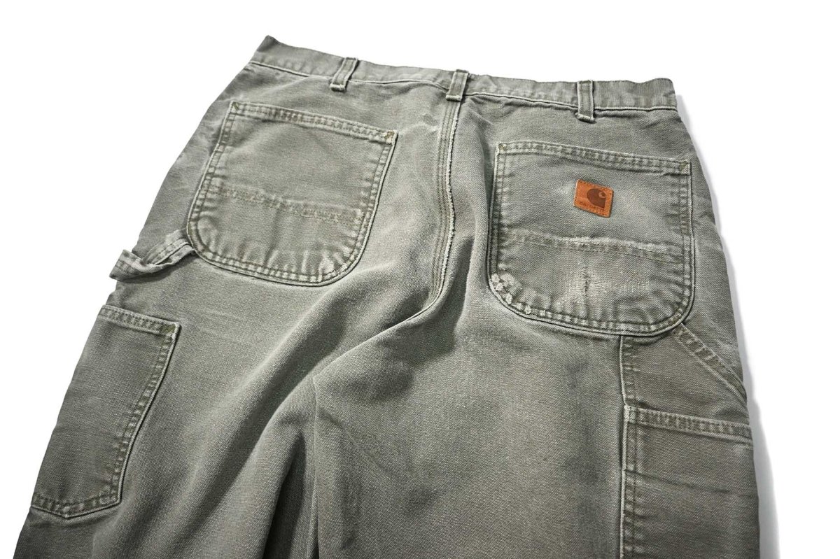 画像4: 19' Used Carhartt Duck Carpenter Pants Moss カーハート (4)