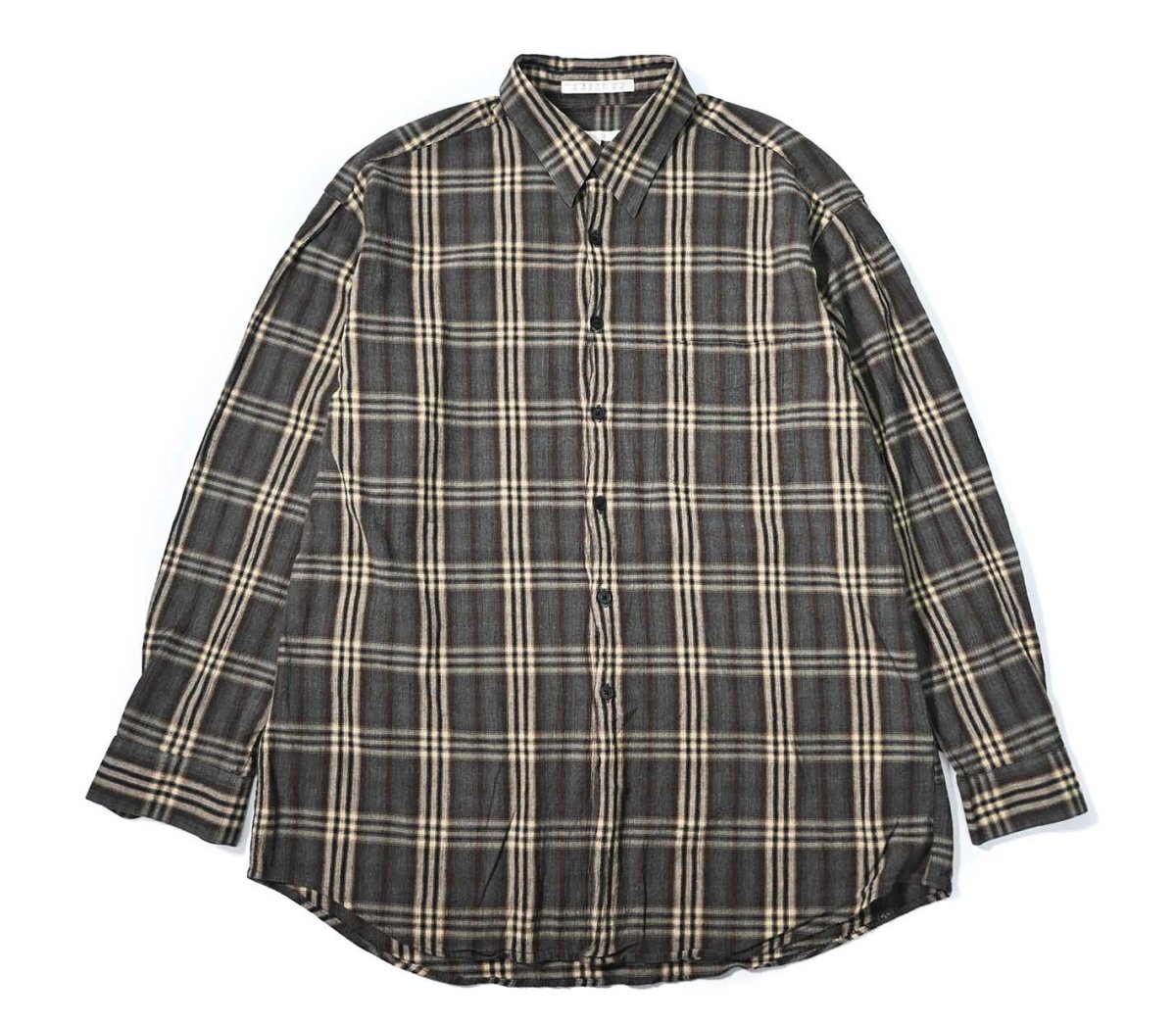 画像1: 90s Used Perry Ellis Cotton/Rayon Long Sleeve Shirt (1)