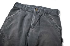 画像2: 00s Used Carhartt B151 Canvas Utility Work Pants Blue Black カーハート (2)