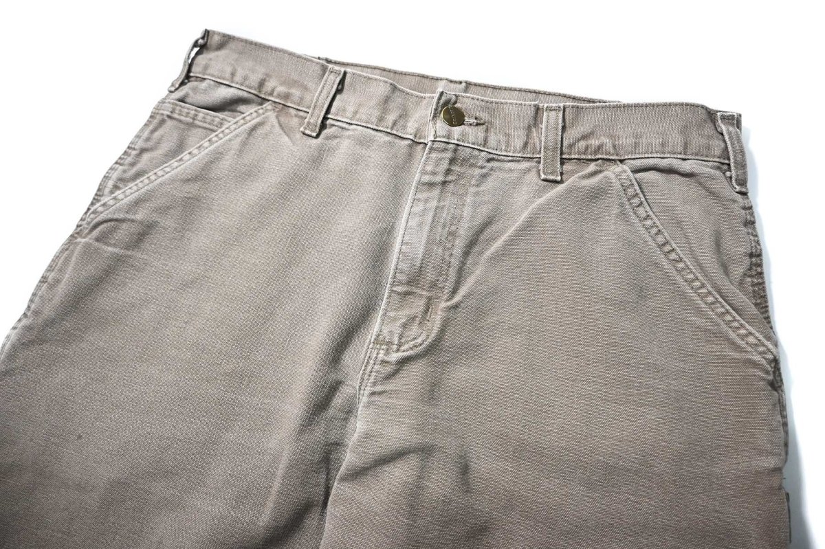 画像2: 11' Used Carhartt Duck Carpenter Pants Mushroom カーハート (2)