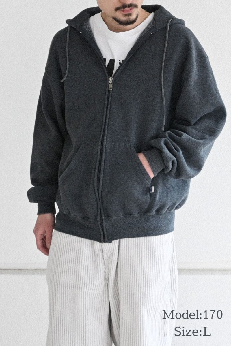 画像5: 90s Used Russell Athletic Blank Zip Sweat Hoodie Charcoal (5)