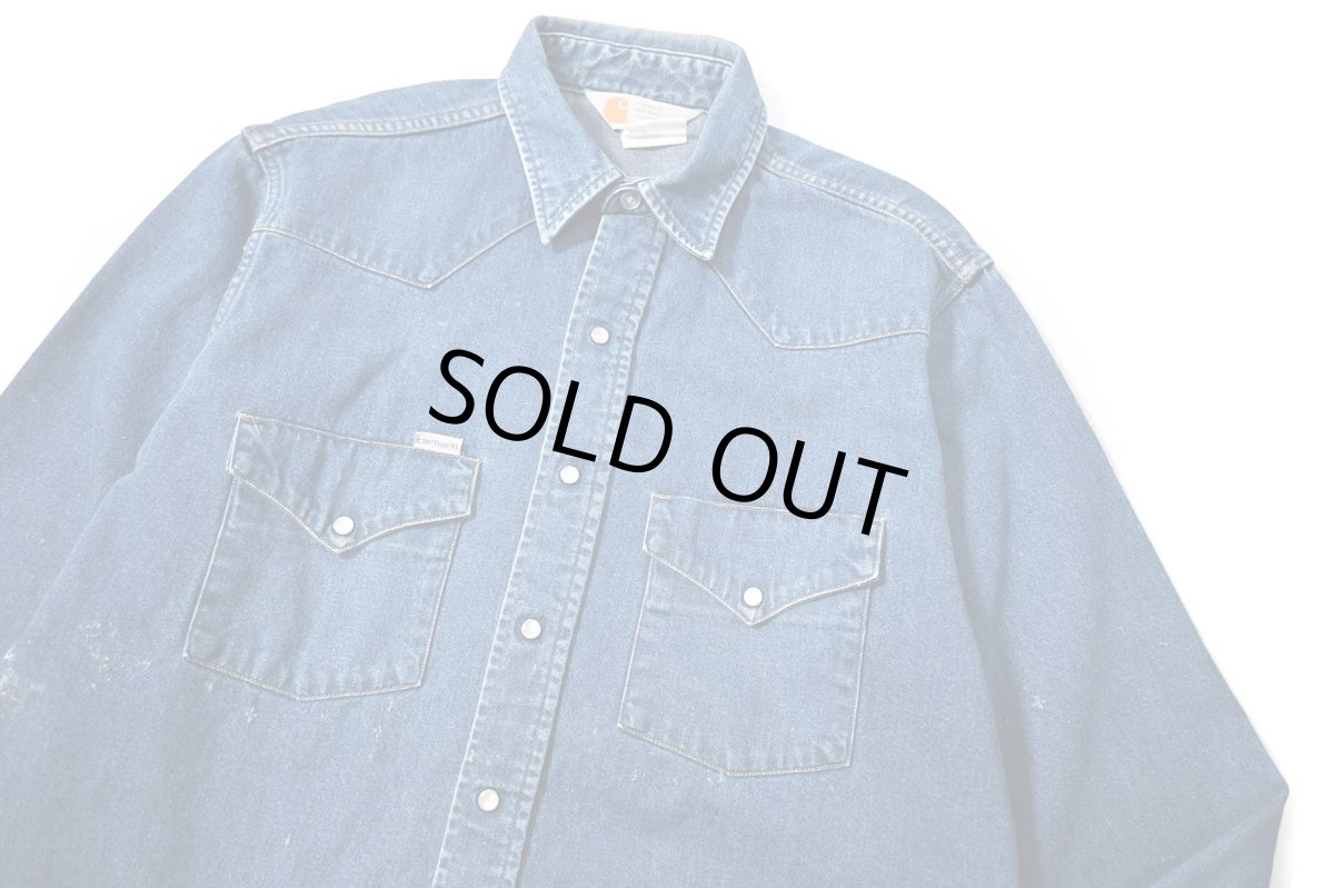 画像2: 80-90s Used Carhartt Painted Denim Western Shirt (2)