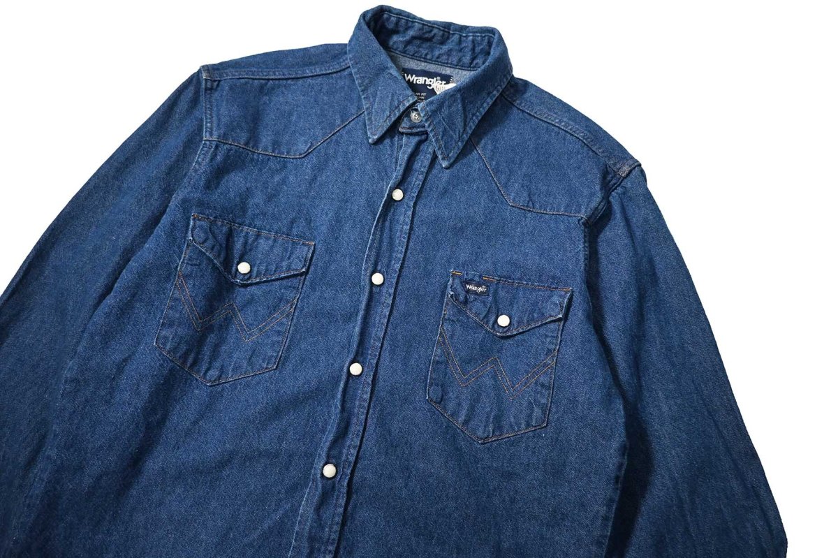 画像2: 80s Used Wrangler Denim Western Shirt made in USA (2)