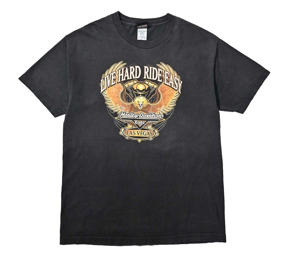 画像1: 00s Used Harley-Davidson Cafe Print Tee (1)
