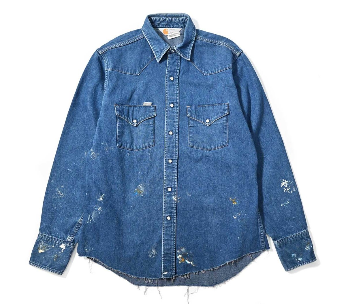 画像1: 80-90s Used Carhartt Painted Denim Western Shirt (1)
