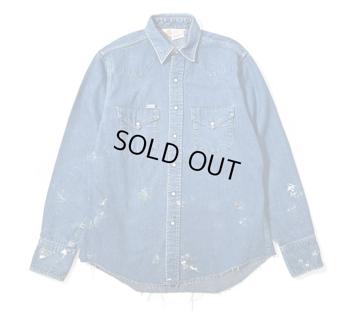 画像1: 80-90s Used Carhartt Painted Denim Western Shirt (1)
