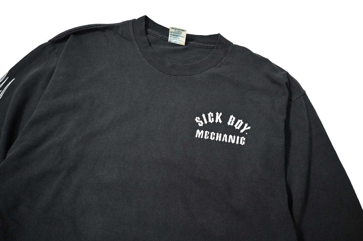 画像2: 00s Used Sick Boy Mechanic L/S Print Tee (2)