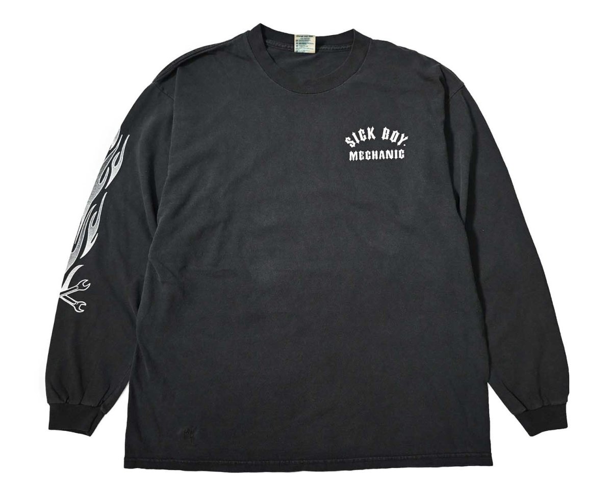 画像1: 00s Used Sick Boy Mechanic L/S Print Tee (1)