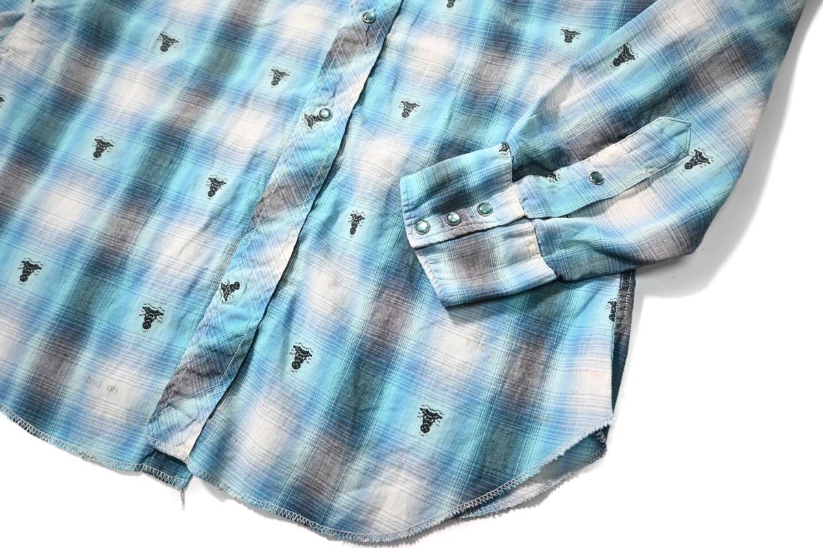 画像3: 60-70s Used Ombre Check Western Shirt (3)