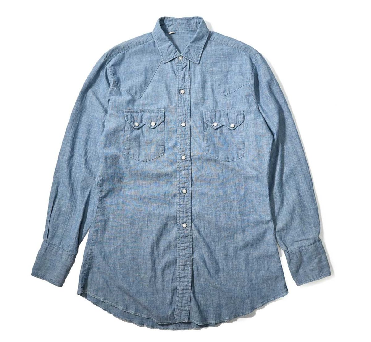 画像1: 60-70s Used Chambray Western Shirt (1)