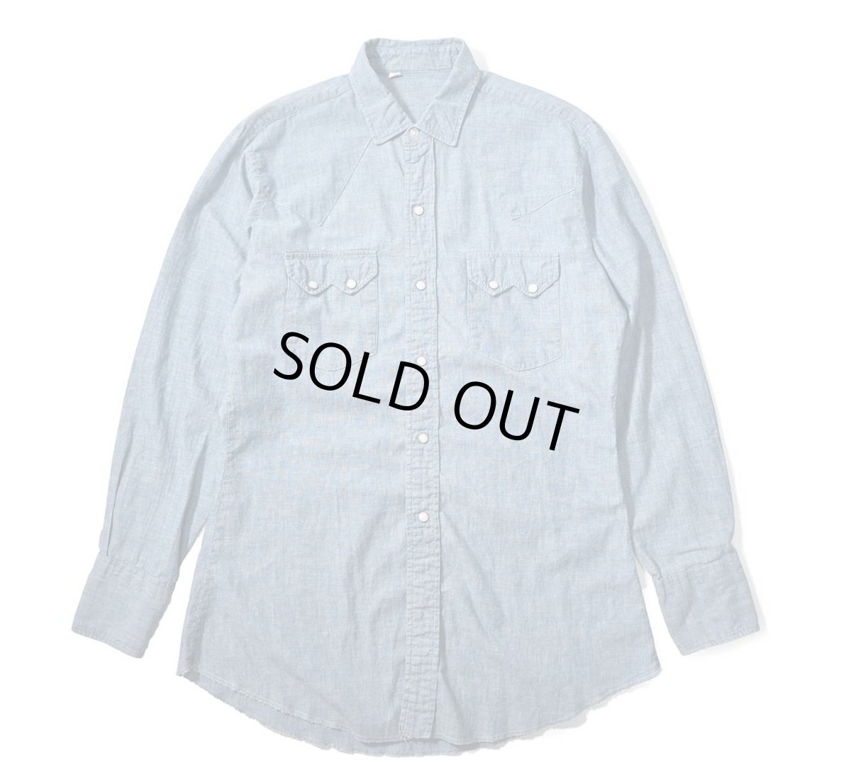 画像1: 60-70s Used Chambray Western Shirt (1)