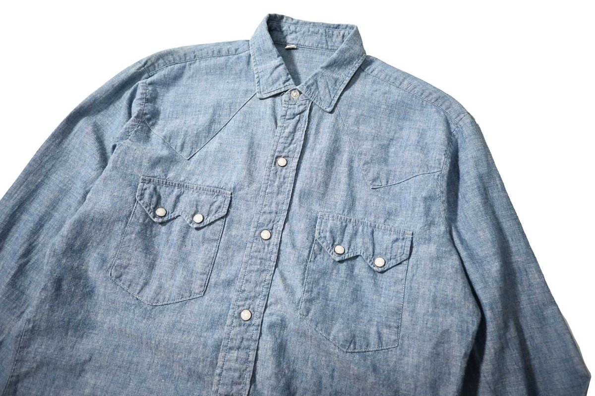 画像2: 60-70s Used Chambray Western Shirt (2)