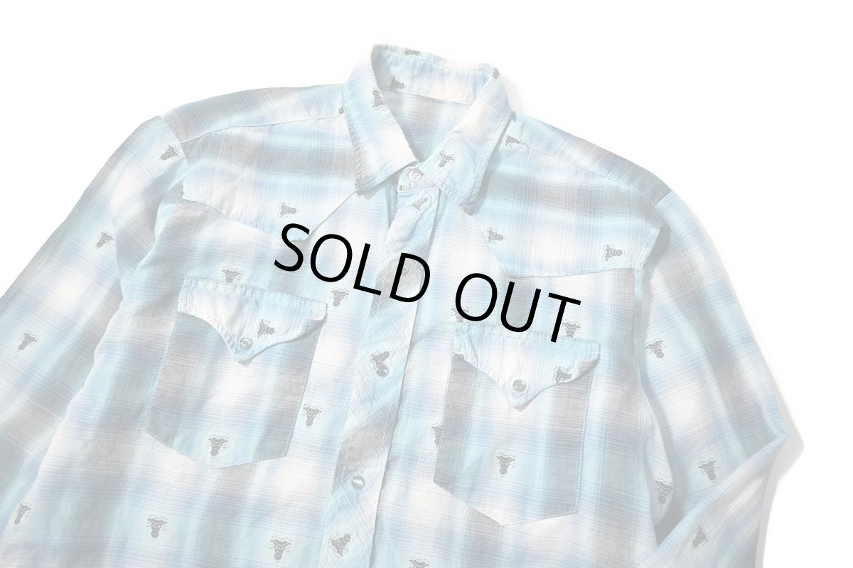 画像2: 60-70s Used Ombre Check Western Shirt (2)