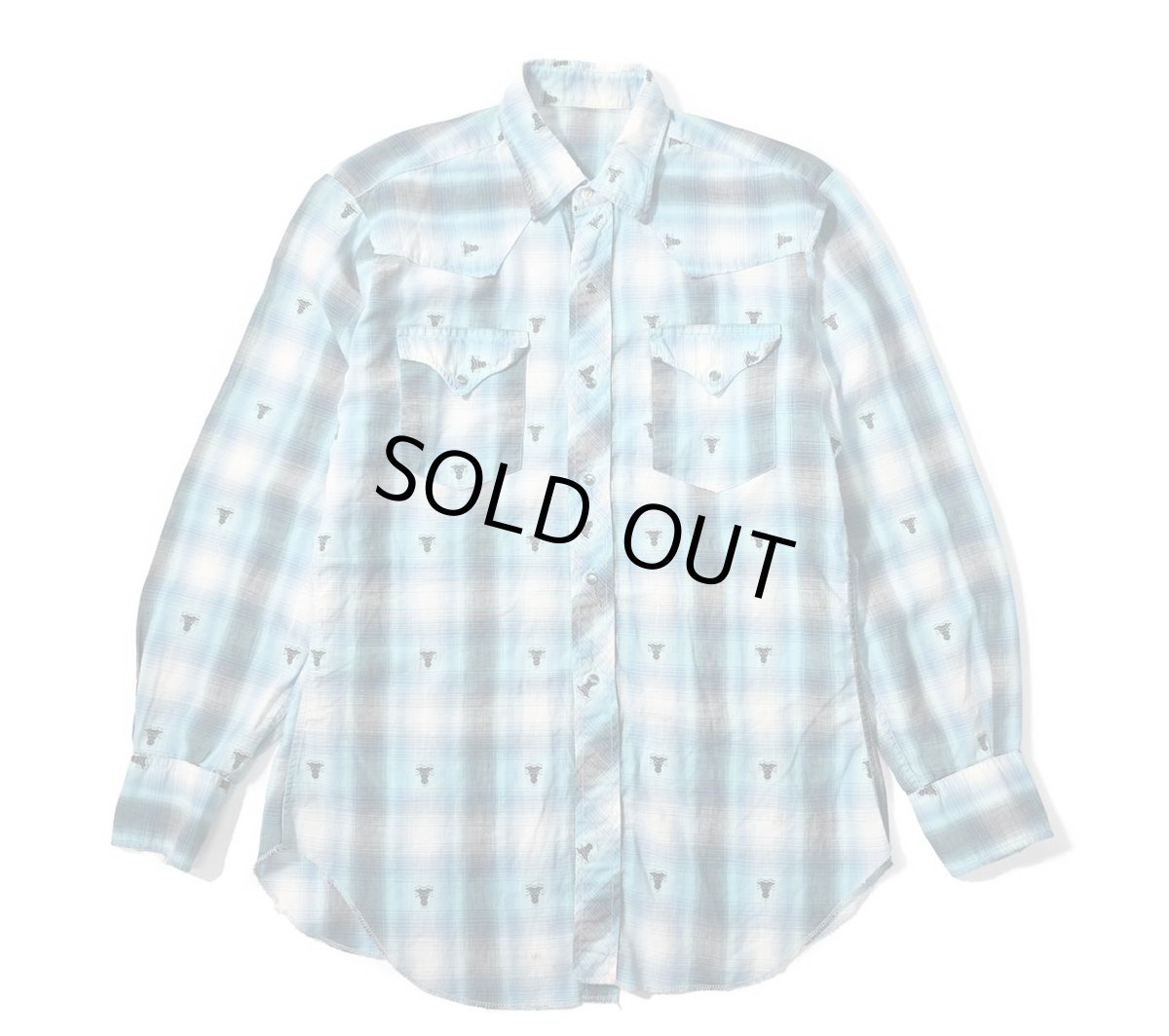 画像1: 60-70s Used Ombre Check Western Shirt (1)