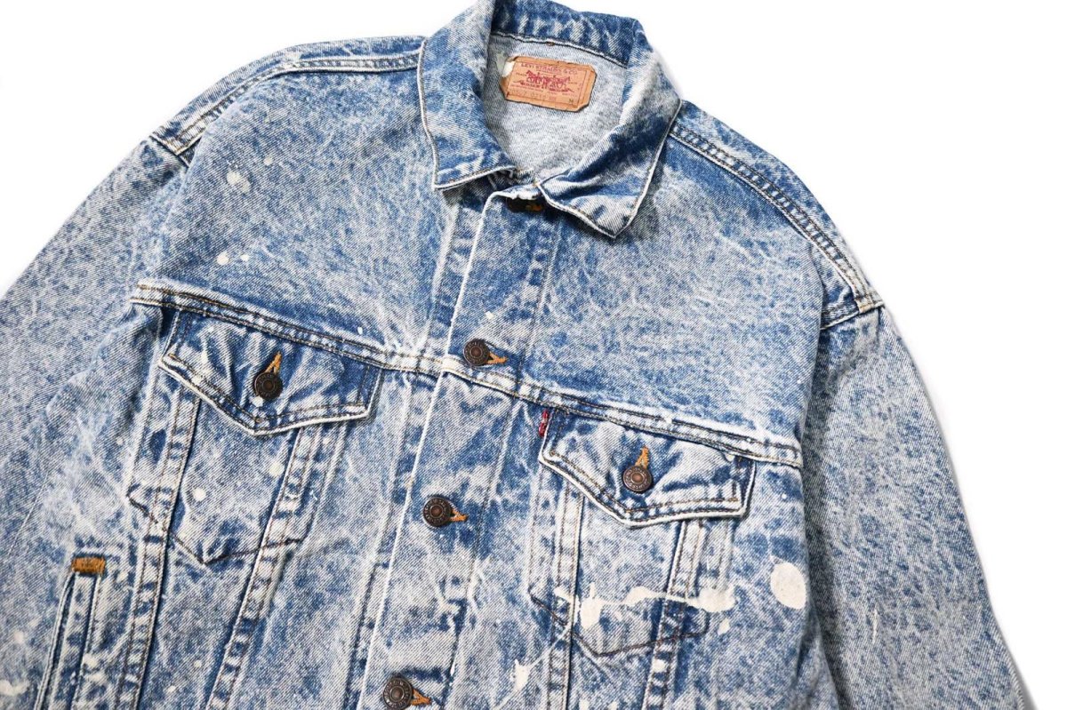 画像3: 87' Used Levi's 70507-0219 Painted Chemical Wash Denim Jacket made in USA (3)
