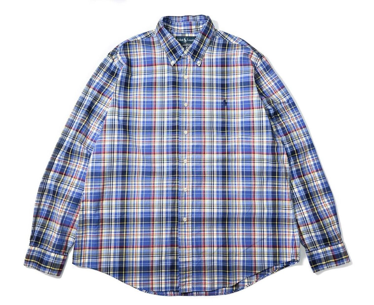 画像1: 90-00s Used Ralph Lauren Plaid B/D Shirt "Custom Fit" (1)