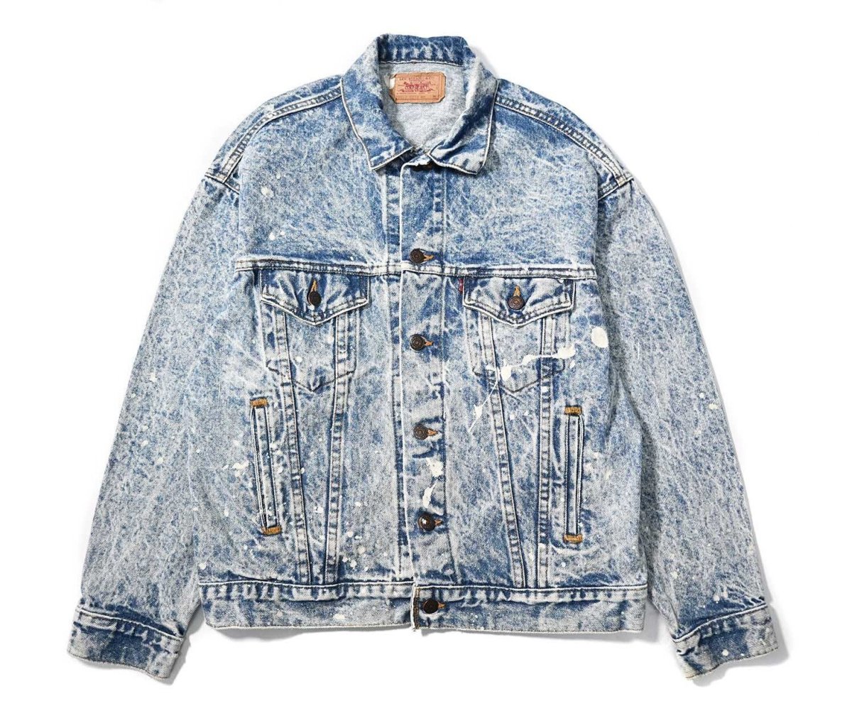 画像1: 87' Used Levi's 70507-0219 Painted Chemical Wash Denim Jacket made in USA (1)