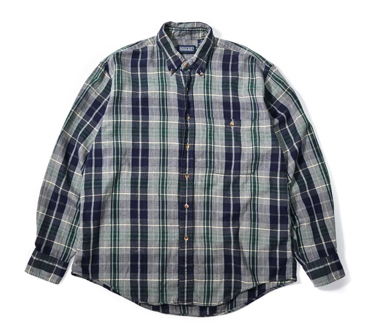 画像1: 90s Used Lands' End Plaid B/D Flannel Shirt (1)
