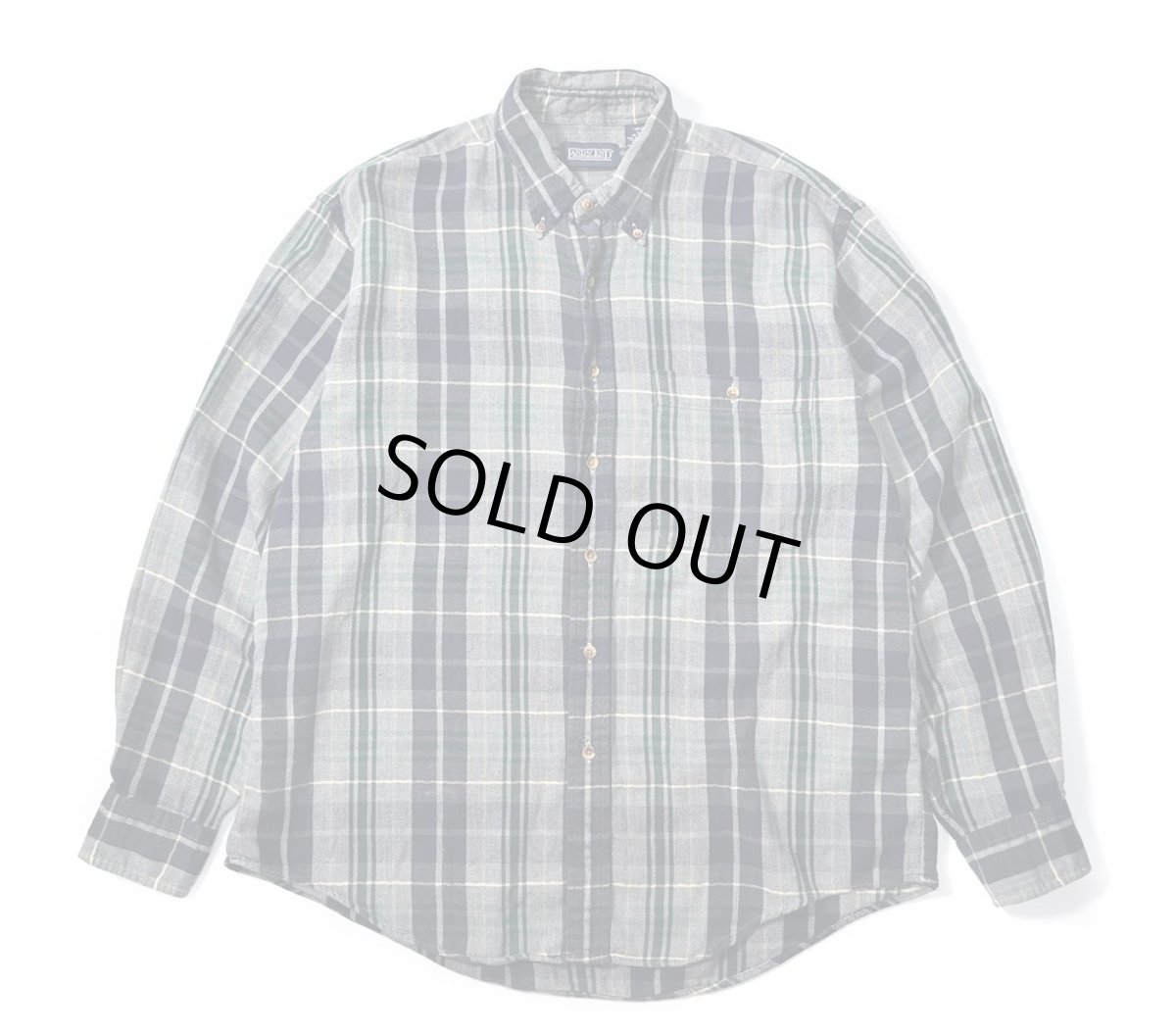 画像1: 90s Used Lands' End Plaid B/D Flannel Shirt (1)