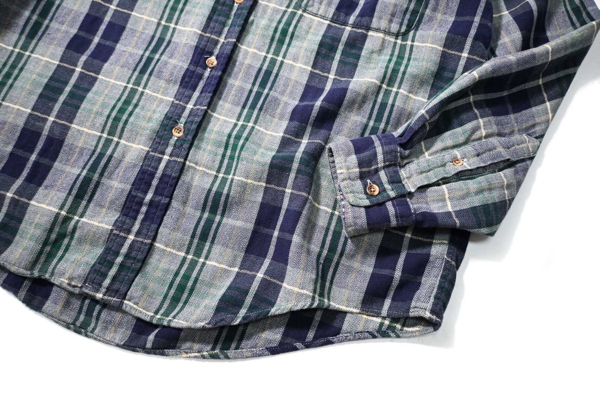 画像3: 90s Used Lands' End Plaid B/D Flannel Shirt (3)