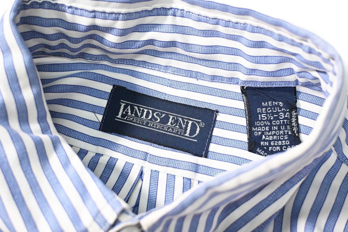 画像4: 90s Used Lands' End Stripe B/D Shirt (4)