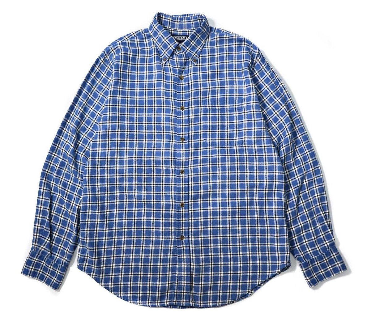 画像1: 90s Used Lands' End Plaid B/D Flannel Shirt (1)