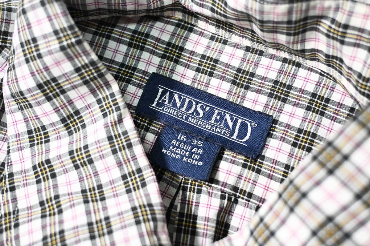画像4: 90s Used Lands' End Plaid B/D Shirt (4)
