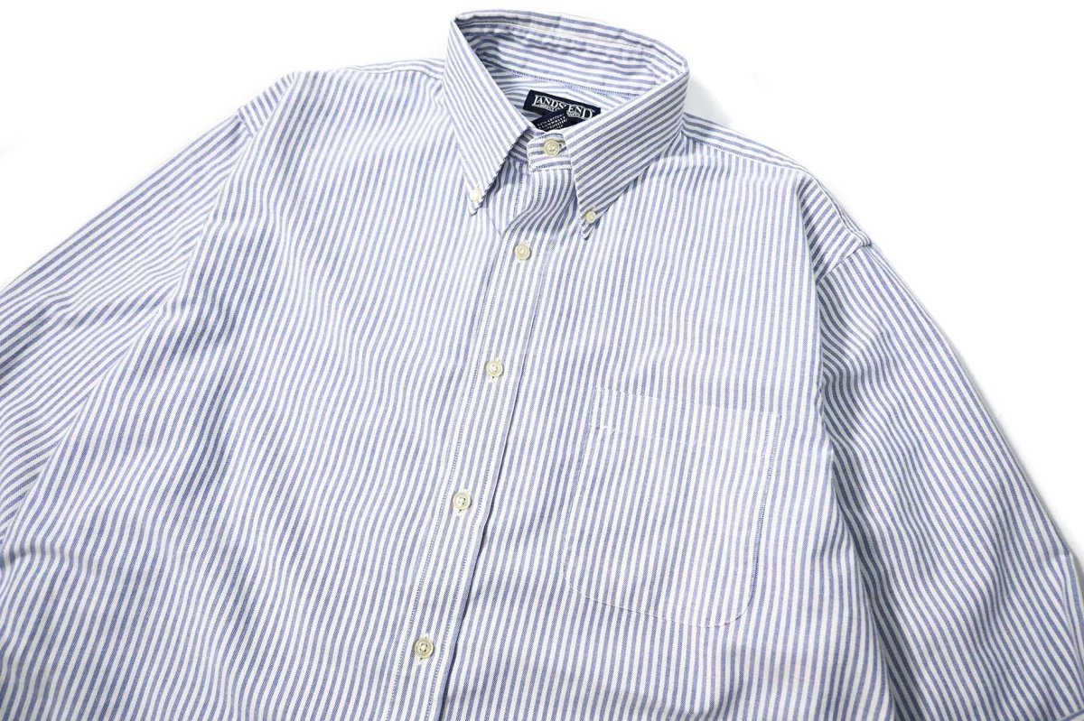画像2: 90s Used Lands' End Stripe B/D Shirt (2)